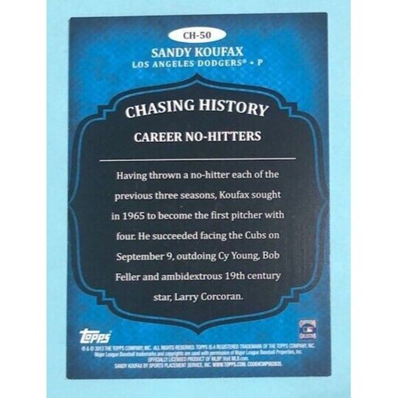 4,Cards Los Angeles Dodgers,Sandy Koufax 2010,2011, 2013 & 2016 Commemorative - Picture 9 of 9